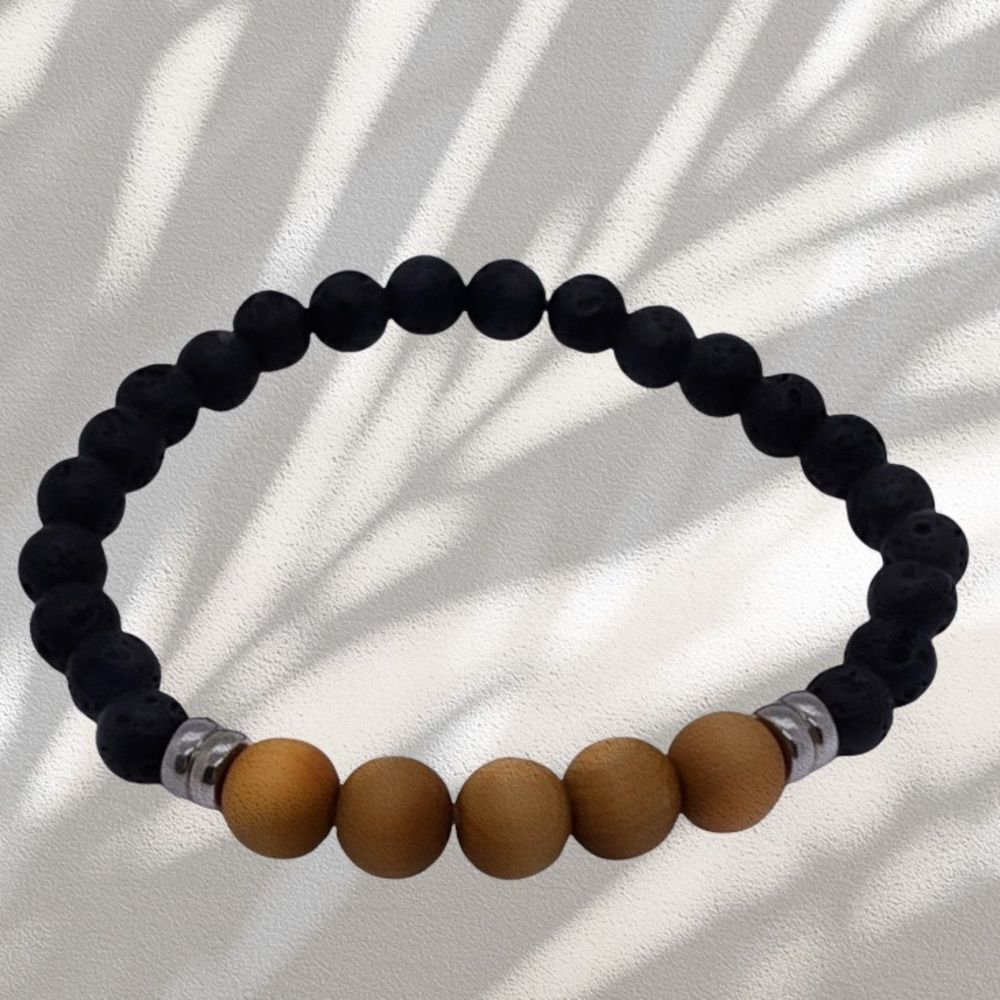 NWT Wool + Pepper Co. Mens Lava & Wood Bracelet